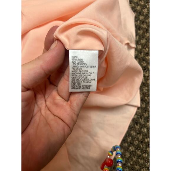 Antonio Melani Linen Dress Women’s 10 US Peach Spaghetti Strap Lined EUC💗 - Picture 5 of 8